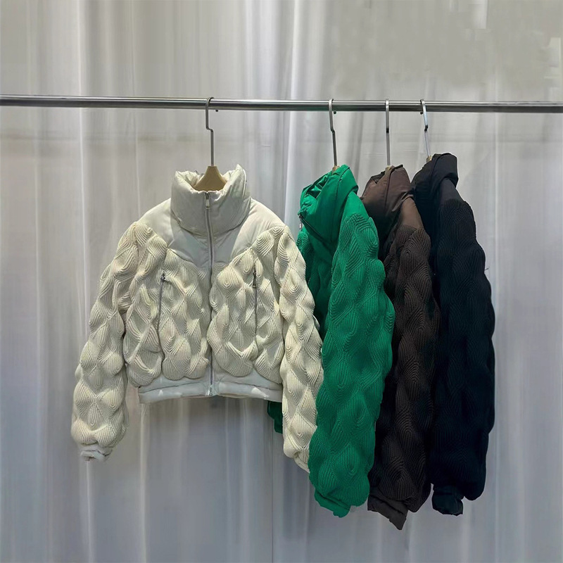 Down Jacket Women's Short Knitted Splicing Small Outwear Autumn and Winter Light White Goose down Stand Collar Korean Style down Jacket Down Jacket Women's Short Knitted Splicing Small Outwear Autumn and Winter Light White Goose down Stand Collar Korean Style down Jacket