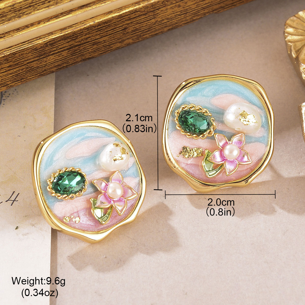 1 Par Retro Flor Enchapado Metal Pendientes De Gota Pendientes display picture 15