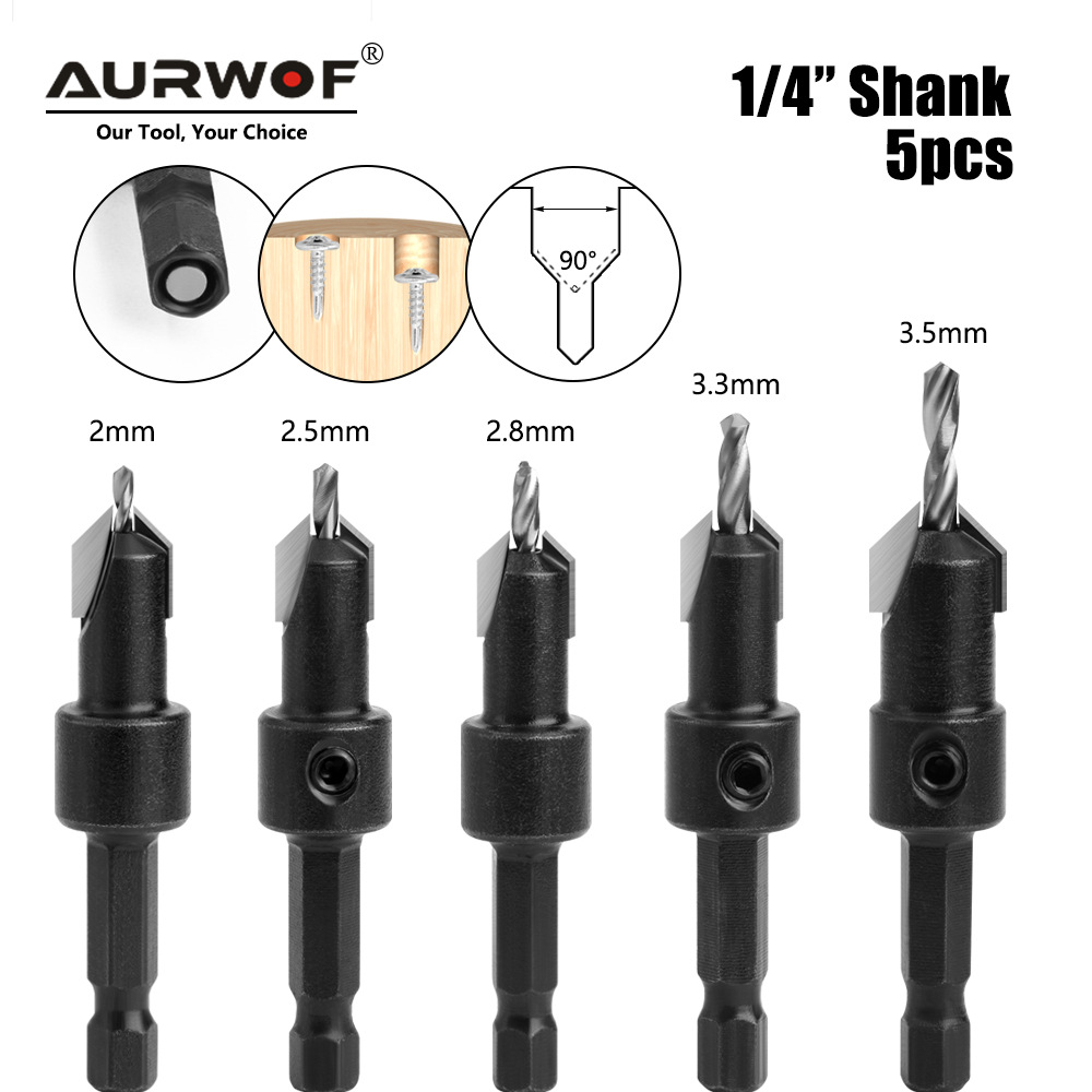 六角柄沉孔钻上螺丝阶梯钻木工沉孔钻自攻螺丝合金头木材阶梯钻