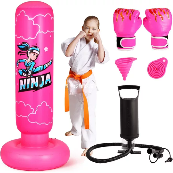 Onirii Upgraded 4-in-1 Large Children's Boxing Bag, 66inch High Ninja Inflatable Punching Bag for Kids