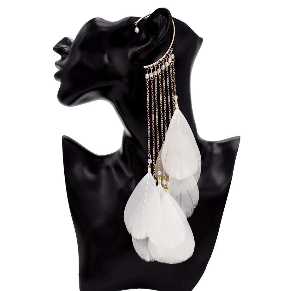 Bohemian Long Feather Tassel Earrings For Women Exaggerated Style_voghion.com