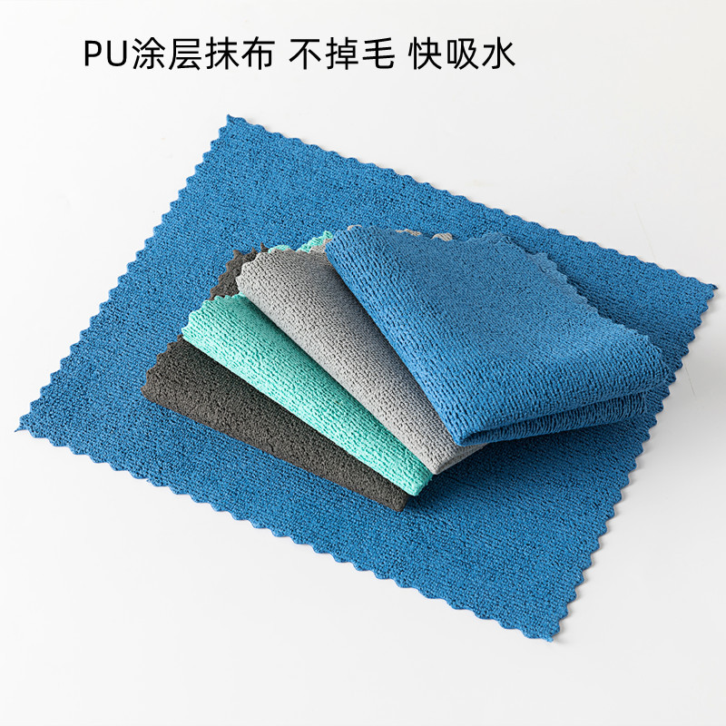국경 간 인기 판매 PU 코팅 걸레, 흔적 없는 청소용 천, 주방 가정용 흡수성 및 보푸라기가 없는 자동차 닦는 물티슈, 로고 인쇄 가능