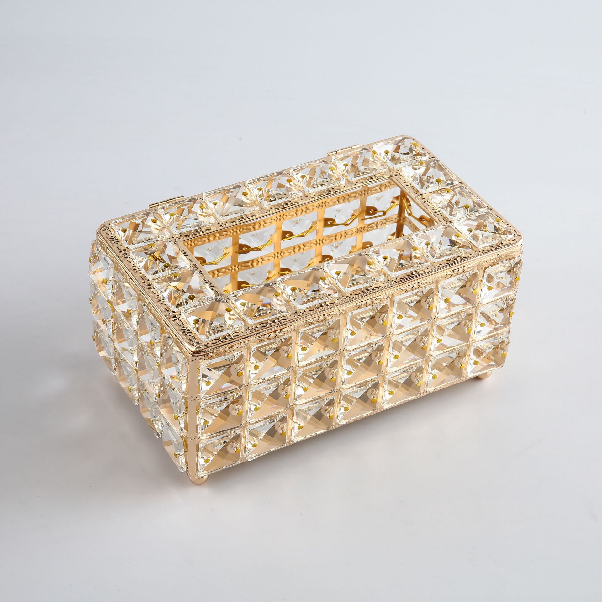 Red de comercio exterior transfronterizo, sala de estar de estilo europeo del norte, caja de pañuelos de cristal de lujo ligero, servilleta simple creativa para el hogar, almacenamiento de papel