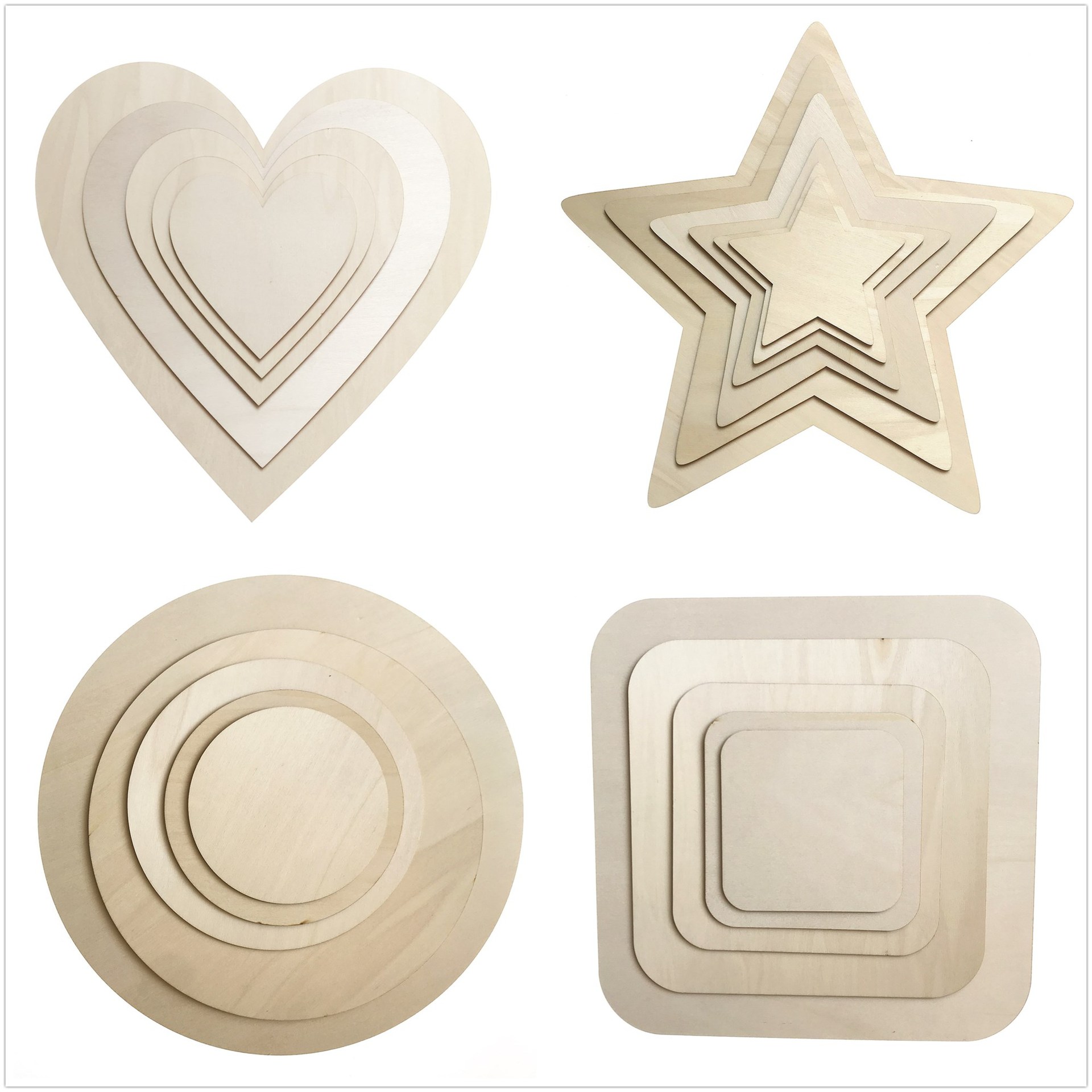 厂家低价走量圆形爱心六边形正方形五角星光板光板木片一个起拍