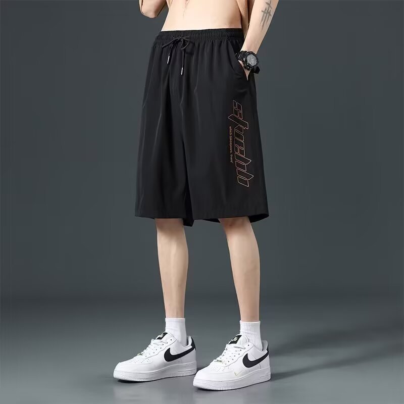 Clearance Sale Summer Ice Silk Thin Loose Straight Five-Point Shorts Men's Loose Casual Shorts Sports Mid-Length Shorts