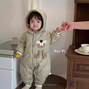 Baby Jumpsuit 90 White Duck Down Jacket Winter Newborns Go Out Climbing Clothes 08
