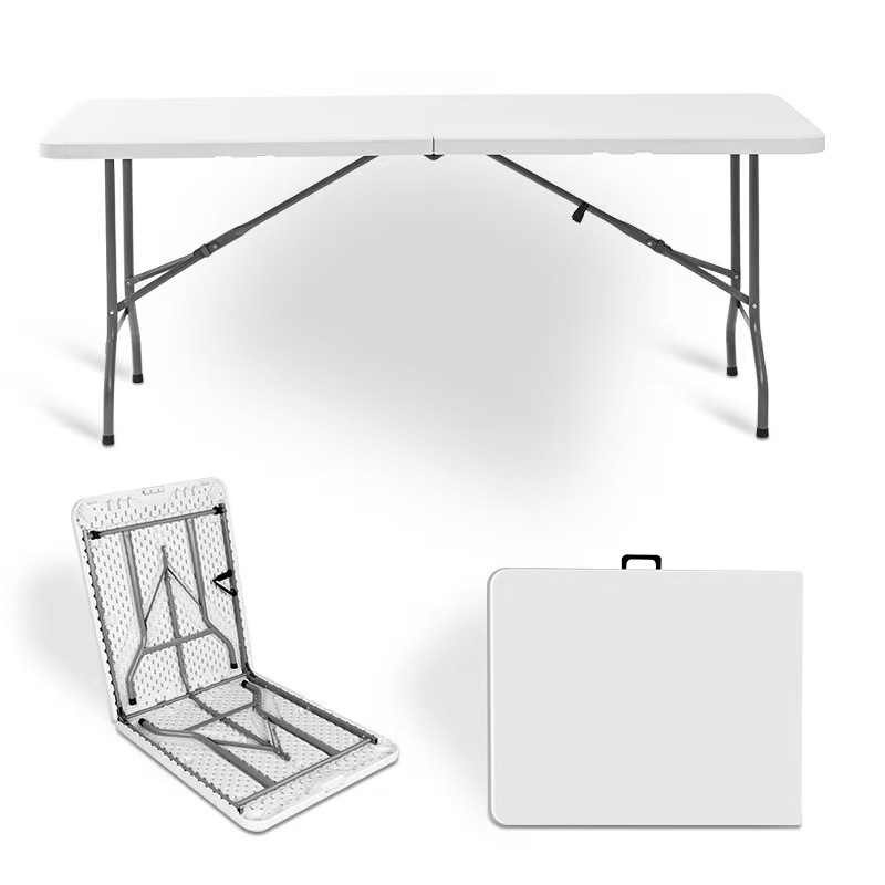 Mesa larga portátil tabla plegable al aire libre tabla de cabina simple mesa de comedor silla moldeada por soplado tabla plegable mercado nocturno plástico