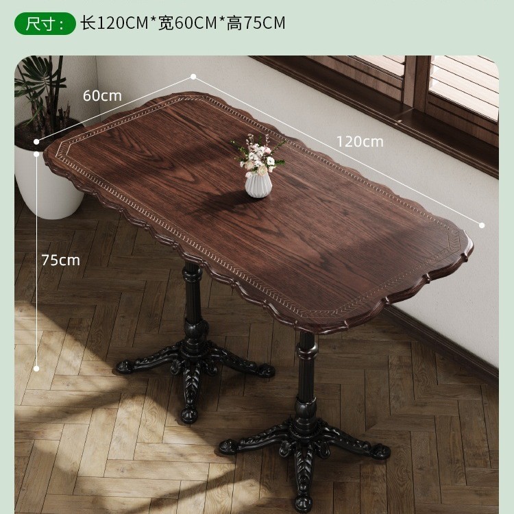 Mesa y silla de cafetería americana retro francesa panadería de comida ligera dulces tienda de azúcar y agua bistrona mesa de madera maciza