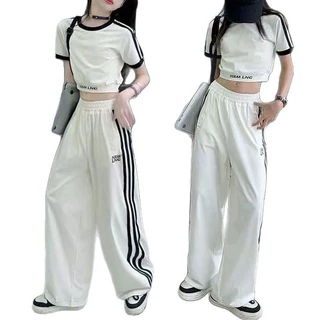 跨境热销女童套装夏款2025新款洋气女孩韩版短袖夏季运动服两件套