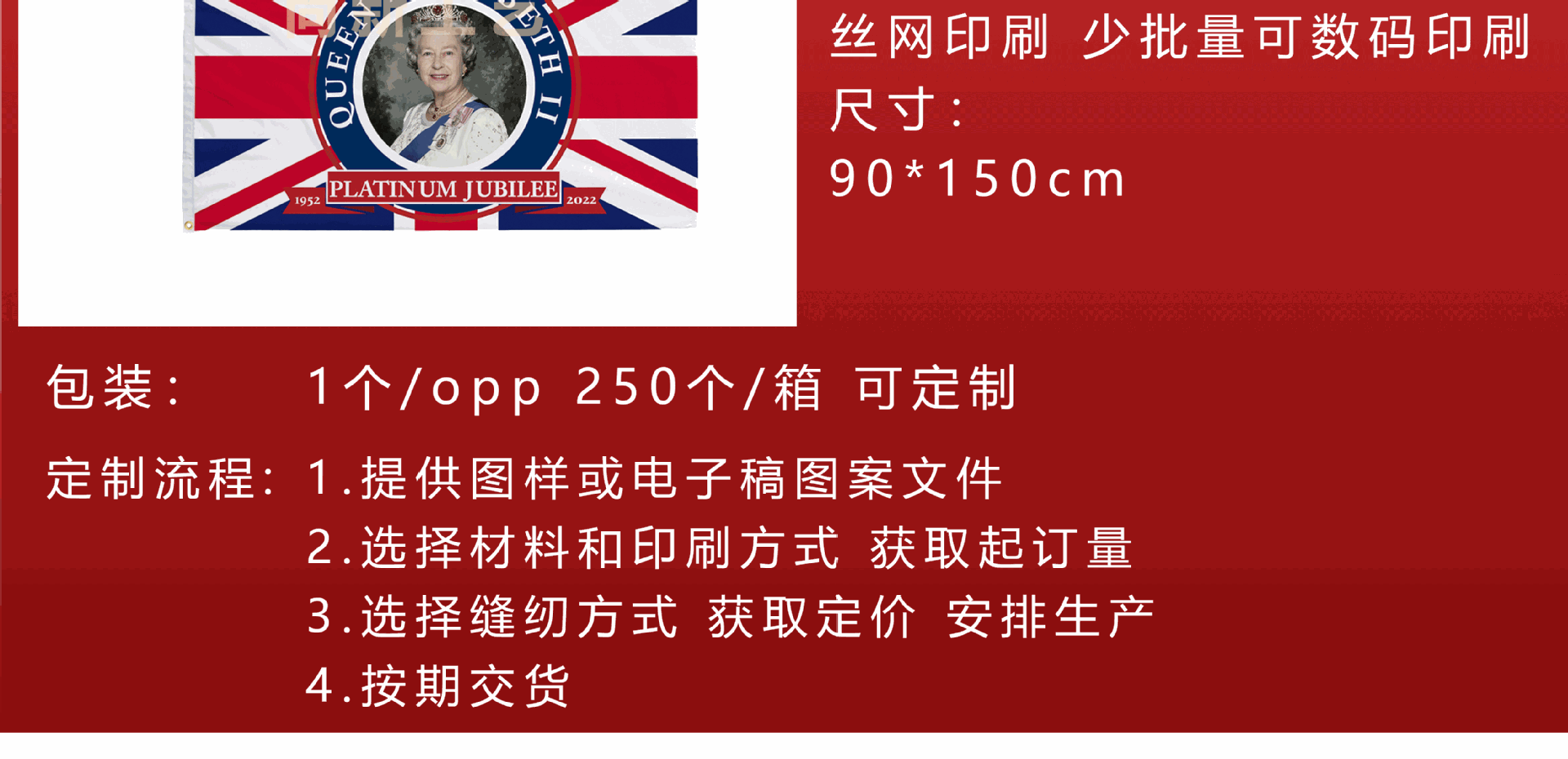 跨境现货英国女王节英国国旗3*5ft涤纶大旗旗帜装饰UK JUBILEE详情9