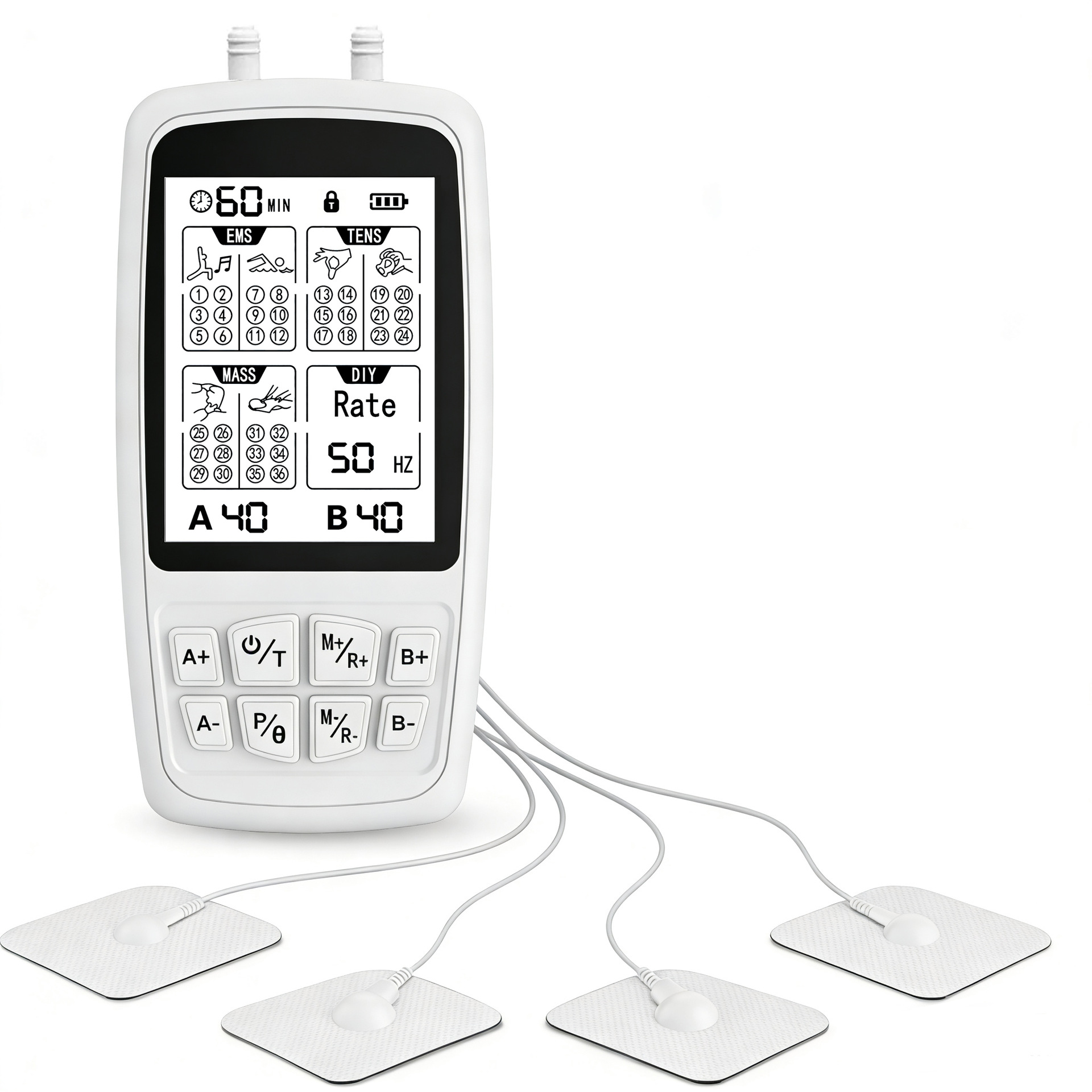 Dual-Channel 37-Mode Four-In-One Home-Use Rechargeable Massager Cross-Border Ems Digital Meridian Massager