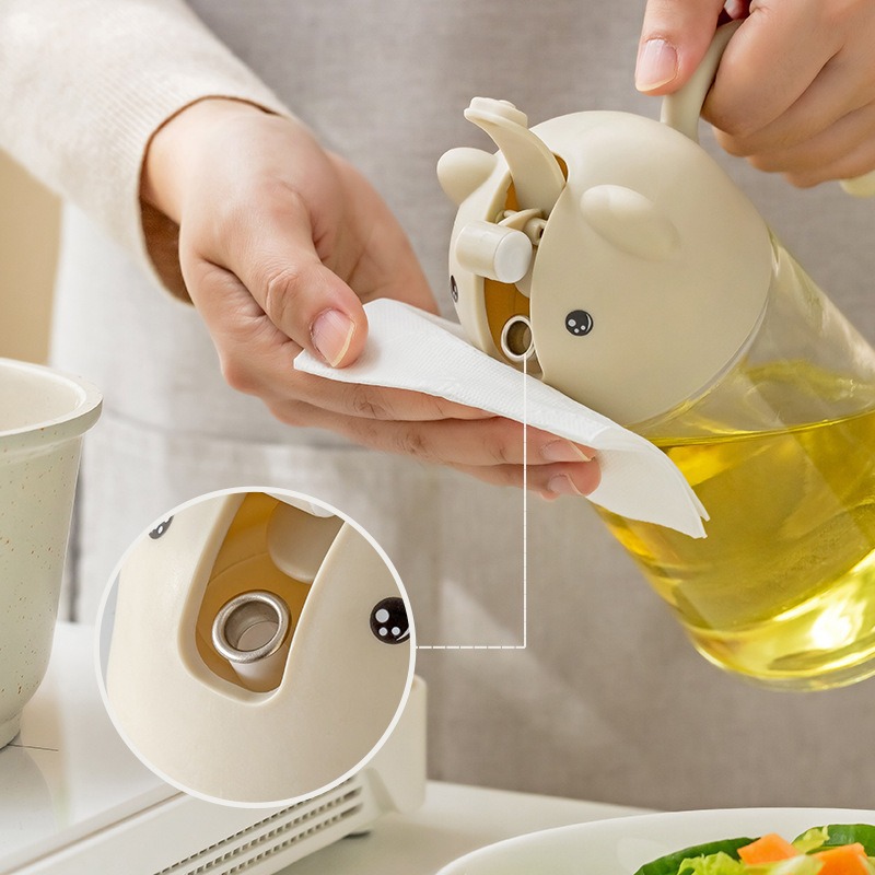 Botella de aceite de vidrio japonesa para llenar aceite de vertido de aceite a prueba de fugas de cocina doméstica de apertura y cierre automático de gran capacidad de vinagre de salsa de soja botella de aceite