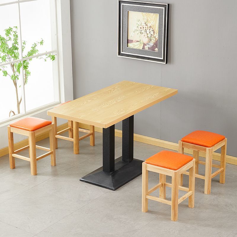 Spicy Rice Noodle Noodle Shop Breakfast Wooden Stool Commercial Cold Drink Solid Dessert Snack Rectangular Dining Table Fast Food Dining Table and Chairs
