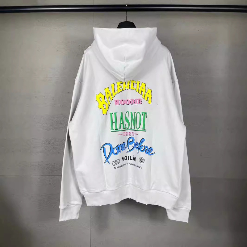 Paris B Home 24 Fall/Winter New Back Letter Foam Printing Wash Water Old Zipper Cardigan Hoodie Batch