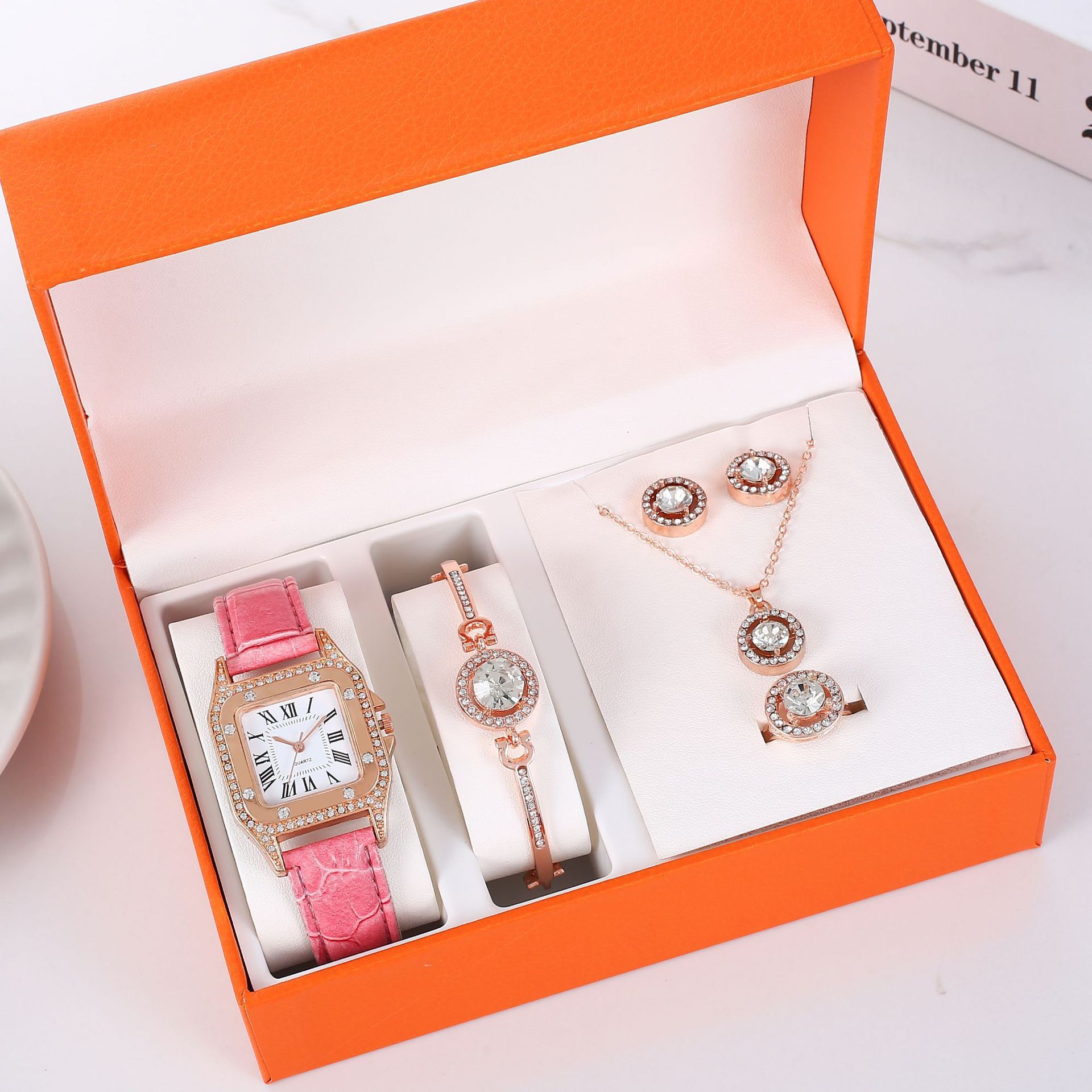 Orologio da donna cinque pezzi completo commercio estero quarzo Con scatola Orologio da polso set_voghion.com