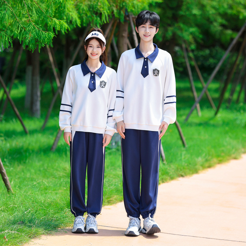 学院风情侣装秋季新款初高中生百搭卫衣拼接撞色班服校服宽松套装