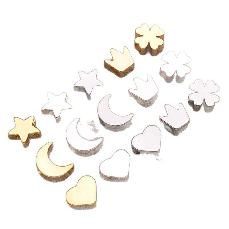 18K ゴールデン光沢のある五芒星ムーンラブビーズ DIY ジュエリーアクセサリーピアスビーズネックレスブレスレットスペーサー|undefined