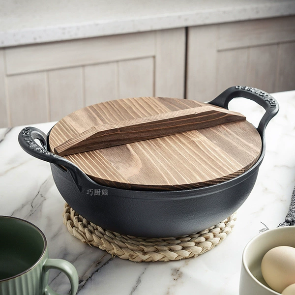 25cm Yuanbao pot fir wood lid + free hemp rope