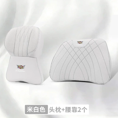Headrest Aoge Headrest Neck - cadillac-logo-1-large-memory-foam-headrest-1-lumbar-support-off-white