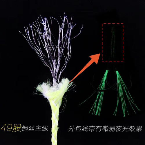 New product Luya sea fishing big fish luminous wire hook built-in soft steel wire hook for sea fishing and boat fishing tied with iron plate fish hook