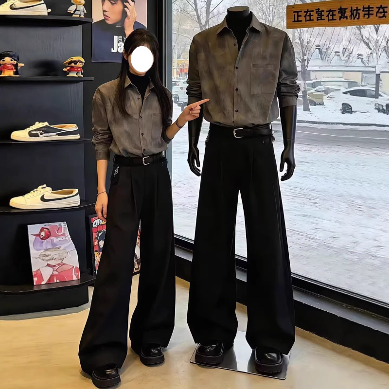 White Straight-Leg Dress Pants for Men, Spring and Autumn, with a High-End Drape Effect, Stylish and Cool, Slightly Flared, Couple's Casual Suit Pants