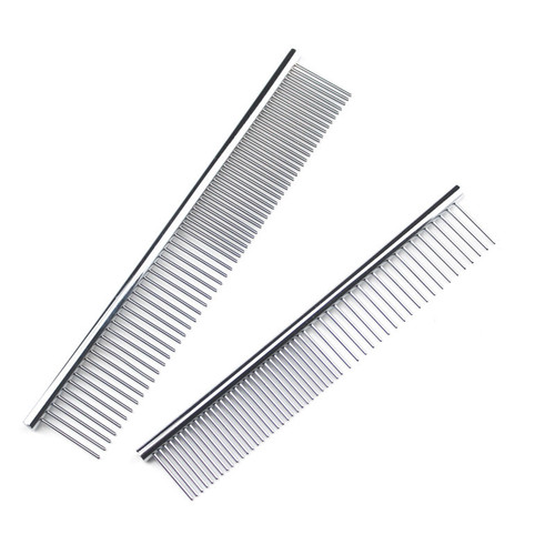 Pet comb dog and cat straight comb to remove floating hair dog comb beauty stainless steel fine tooth comb supplies manufacturer