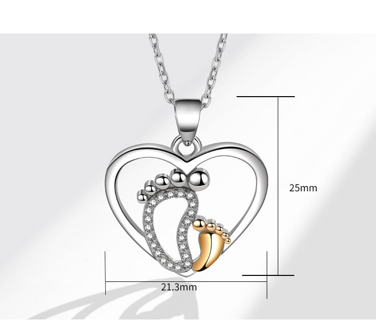 Casual Heart Shape Foot Copper Plating Rhinestones Pendant Necklace display picture 3