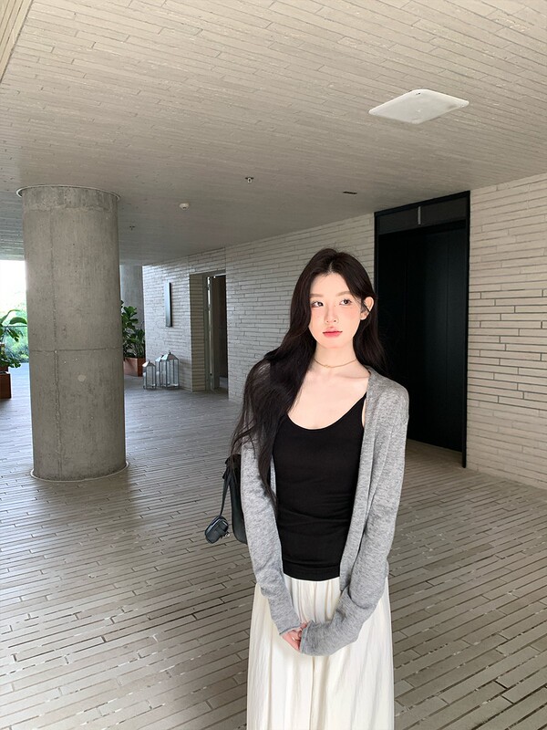 alex stevens慵懒风针织开衫女秋季外套薄款中长款外搭羊毛衫上衣|undefined