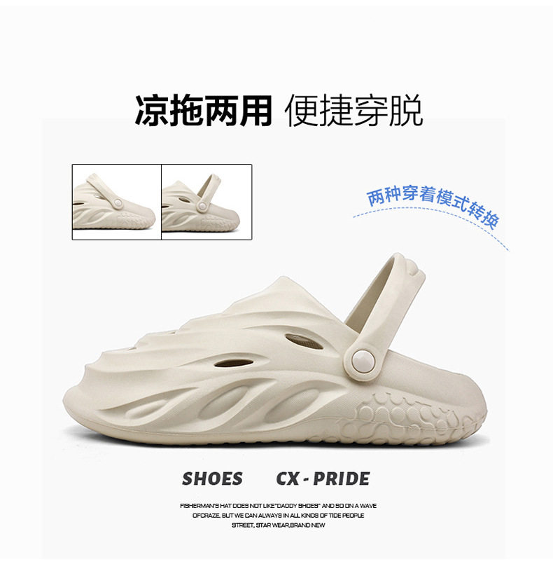 Dép sandal nam bít mũi lỗ thoáng khí kiểu thể thao đi biển — Màu be, Màu trắng, Màu đen, Xanh huỳnh quang chi tiết 8