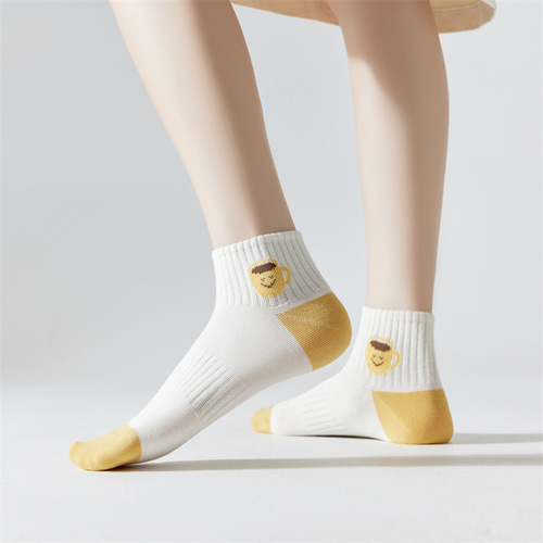 Children's Korean Style Knee-High Socks with Ins Trendy Pastoral Girl Ship Socks Japanese Cute Doll Pattern Cartoon Socks