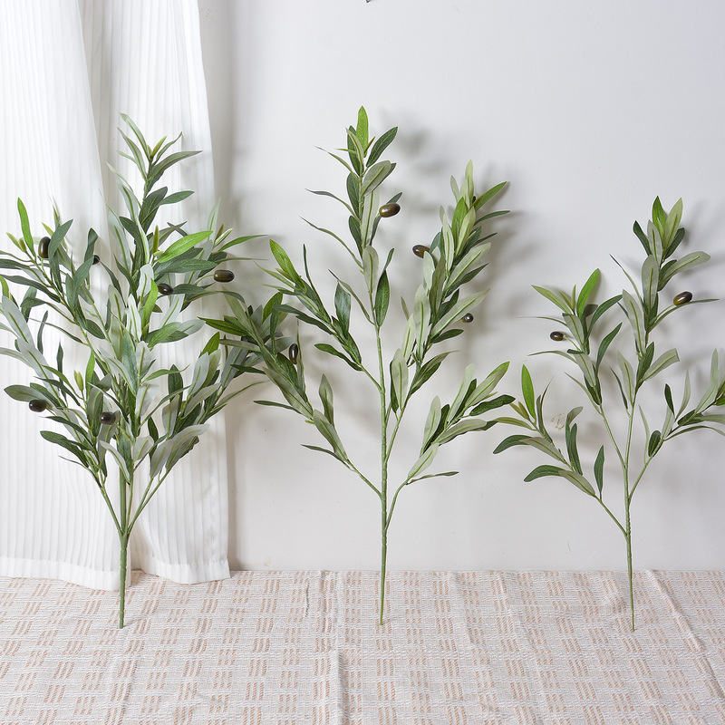 Artificial Wedding Decoration for Living Room, Bedroom, Dining Table, Hotel Use, Nordic Ins-Style Multi-Branch Olive Branch with Fruit and Dense Olive Leaves
