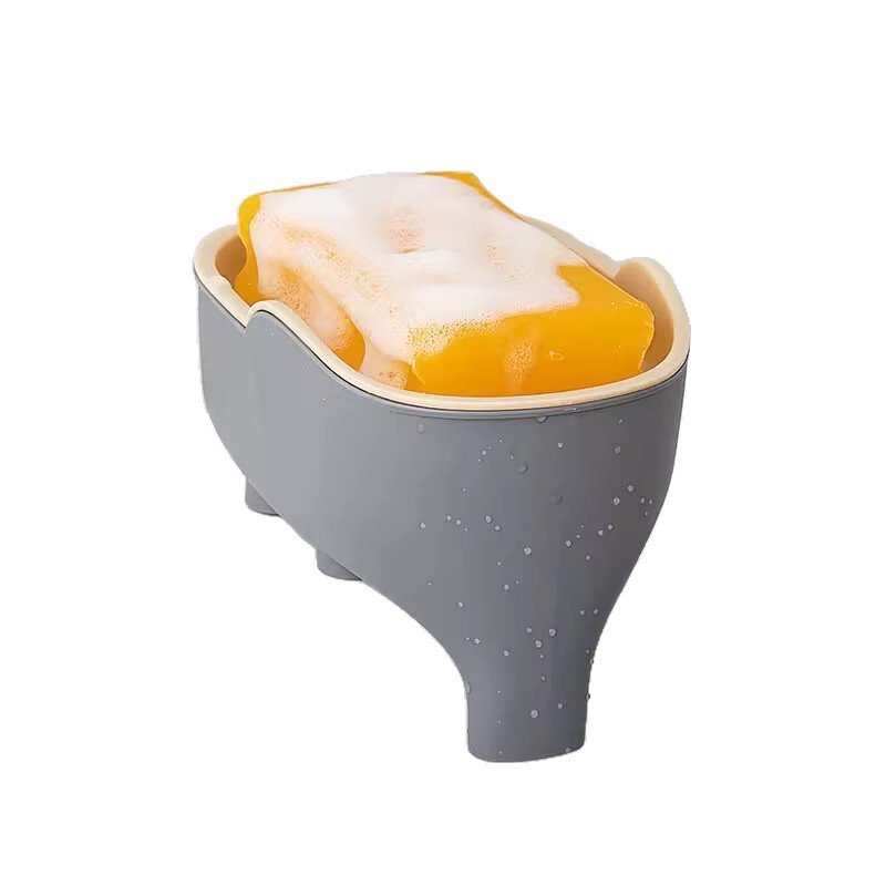 新しい象の石鹸箱パンチフリー家庭用ポータブル滑り止め石鹸箱蓋付きカウンタートップ収納ラック石鹸箱|undefined