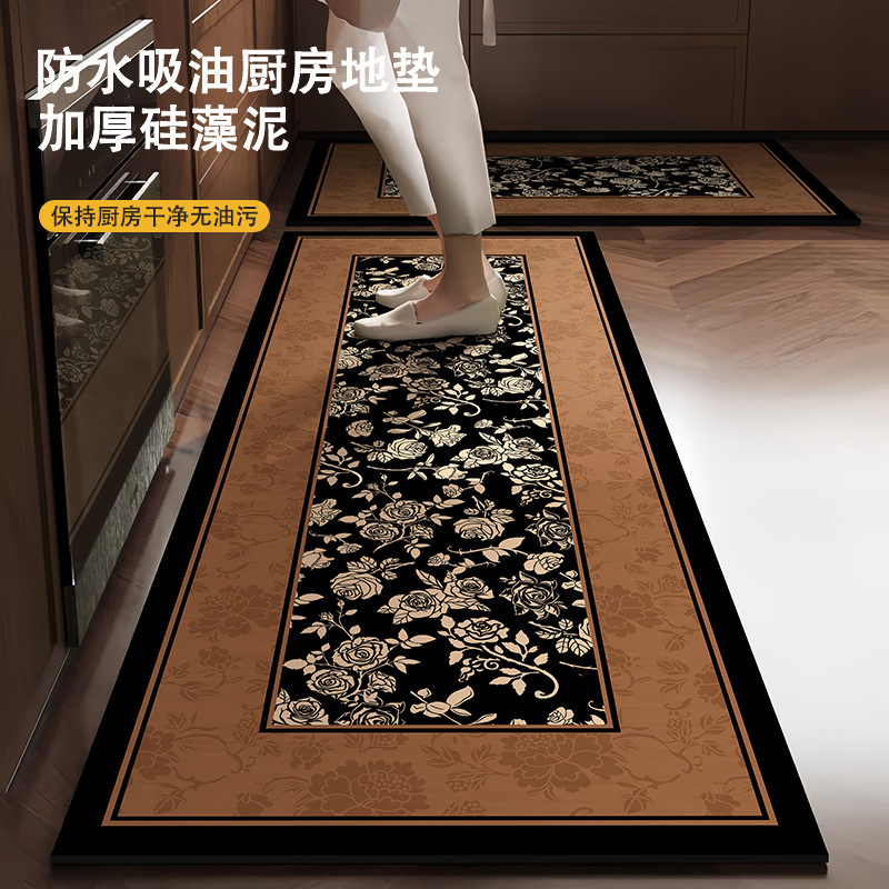 中古风厨房地垫防滑地毯防油专用防水长条吸水加厚硅藻泥脚垫地毯|undefined