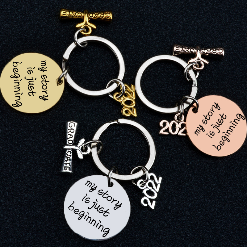 2022 Graduation Is Beginning .. Lettering Stainless Steel Keychains Graduation Season Gift display picture 2