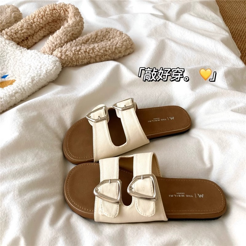 ロマンチックなリゾートスタイル〜！海辺フレンチレイジーインサマーレザーサンダル女性用通気性ソフトソールスリッパ|undefined
