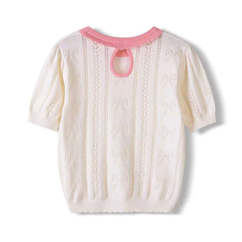 Knitted summer cotton light and thin breathable sweater girl's