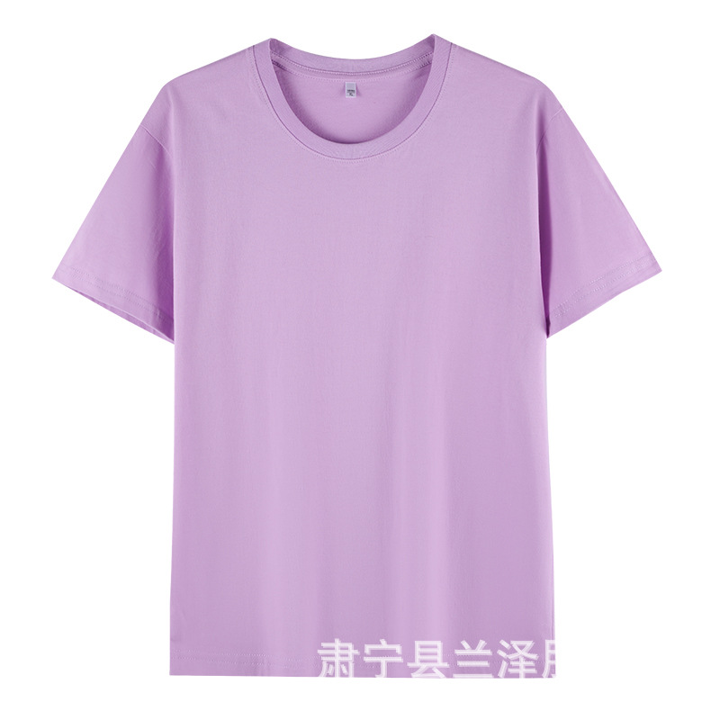 卸売り180グラム夏の薄手半袖男女純色シャツ丸襟綿tシャツ作業服カスタムロゴ