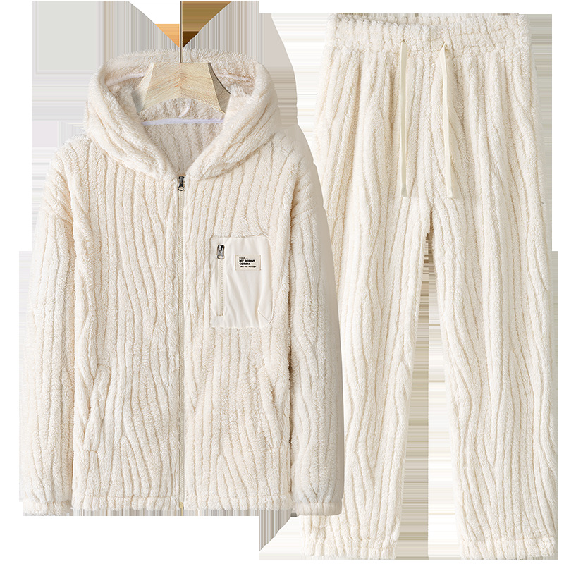 Winter Coral Fleece Heavy fleece-lined Thickened Zipper Cardigan plus size Pajamas Flannel plus size Warm Home Clothes for Men