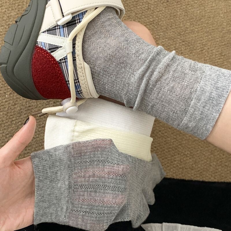 Socks Women's Summer Thin Mid-tube Mesh Breathable Ballet Style Socks Mid-length Stockings Piled for Summer Adult