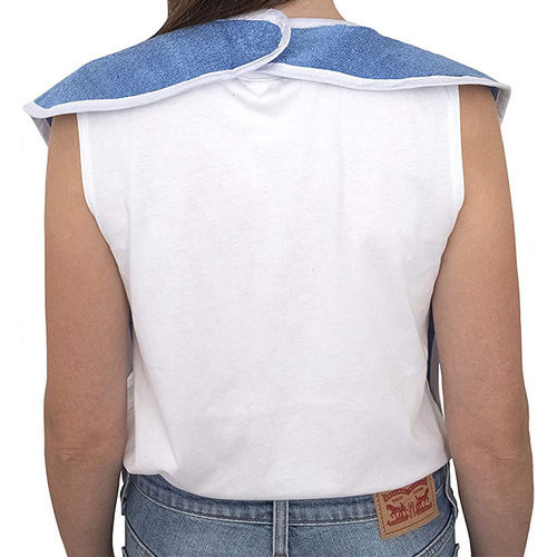 Adult bib, blue towel fabric, suitable for elderly people's saliva wipes, soft and comfortable, for adults to eat and wipe bib