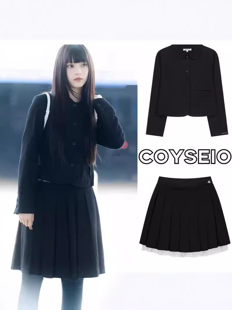 YBが開発したジン・ハイリン(ジン・ハイリン)の和風少女ウールスーツジャケットとプリーツスカートのセット、2024年新作