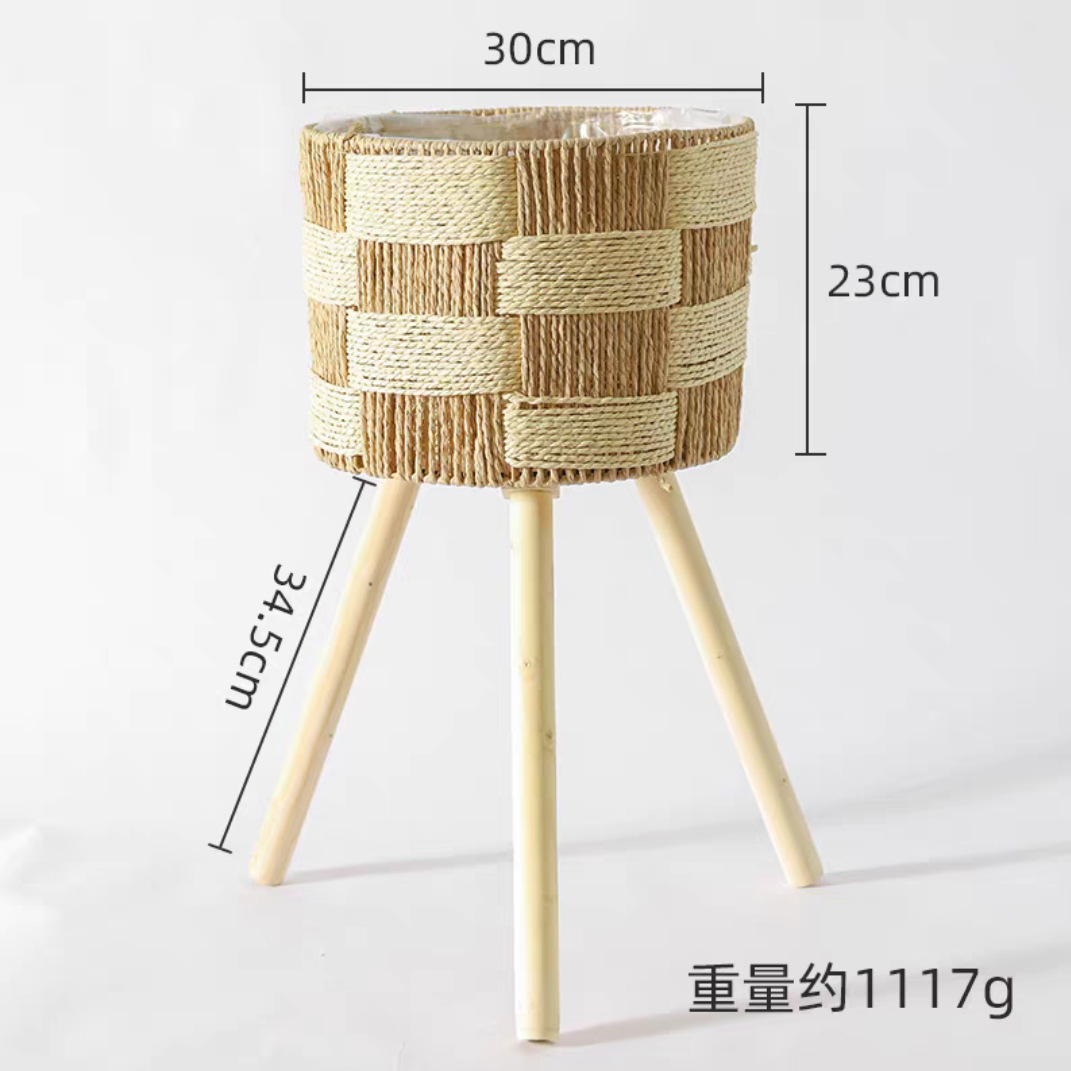Cesta de Flores Decorativa Tejida a Mano de Cuerda de Papel para Sala de Estar y Oficina image 27