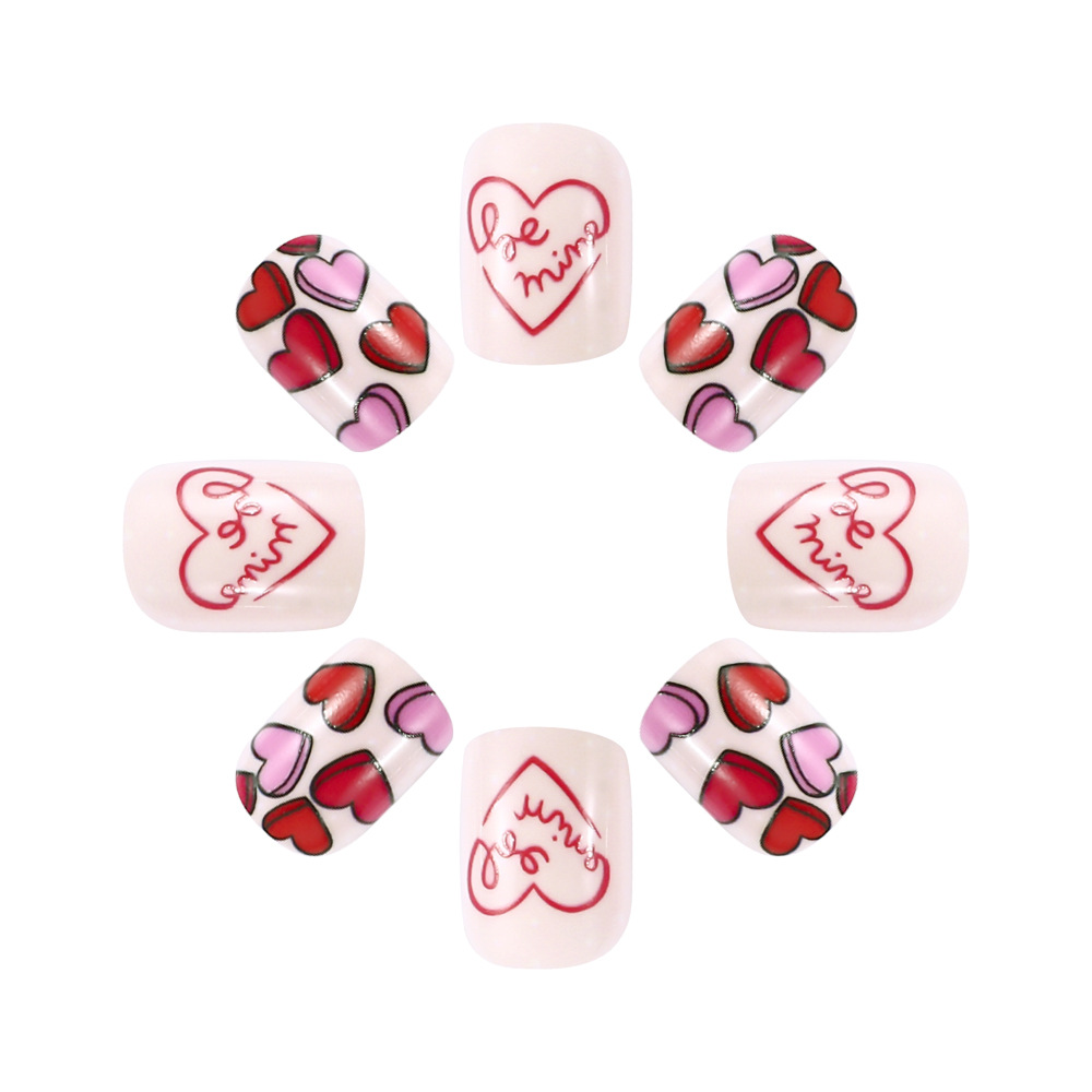 14g Weight press-on nails Nail Supplies Plastic Material Letter, Cherry, Heart Shape Pattern Letter Cherry Heart Shape Plastic Press-on Nails 2