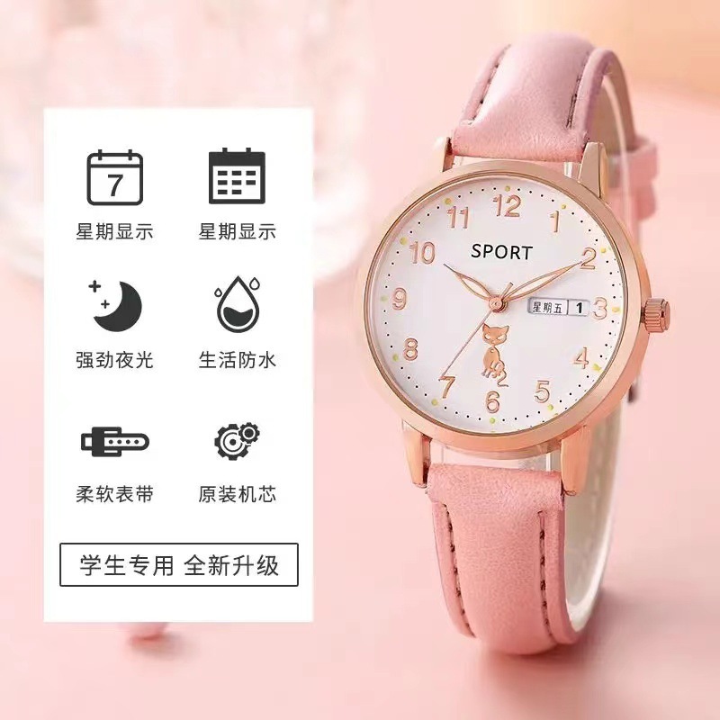 Brand Waterproof Women's Watch for Female Students Wholesale Children's Simple Fashion Women's Belt Luminous Quartz Watch for Women