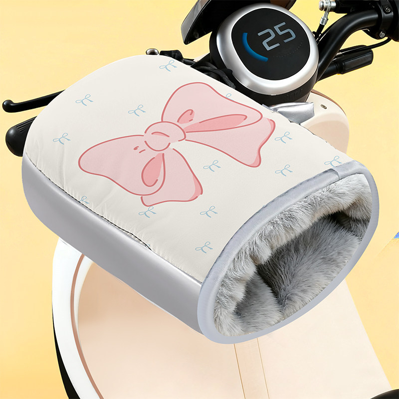 겨울 장갑 손가락 구멍 디자인 디지털 프린팅 핑크 리본