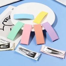 糖果色发夹奶油胶配件DIY材料方形波浪纹可爱马卡龙色无痕发卡