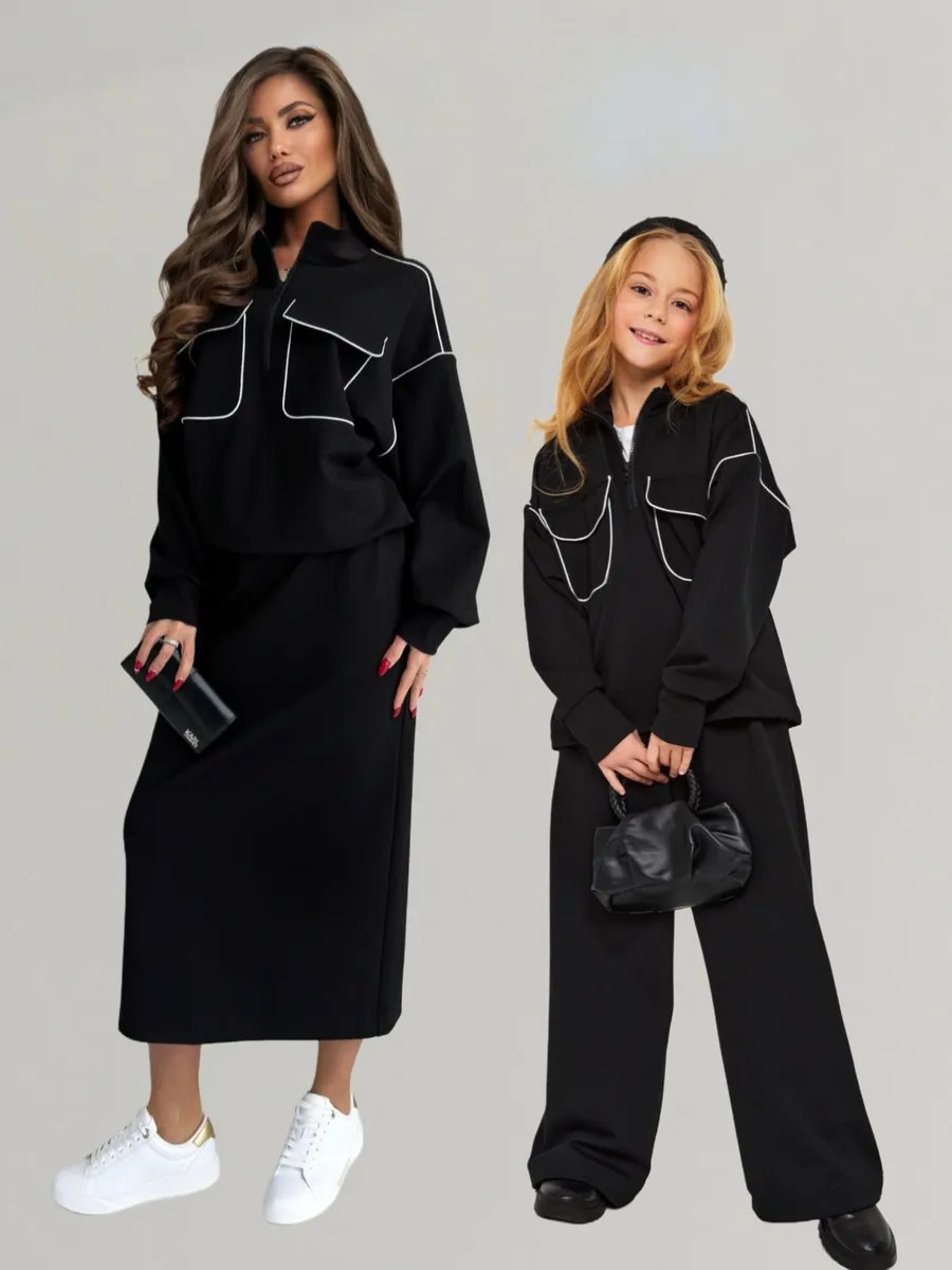 Mädchen Freizeit Streetstyle Zweiteiler Mit Half Zip Pullover_voghion.com