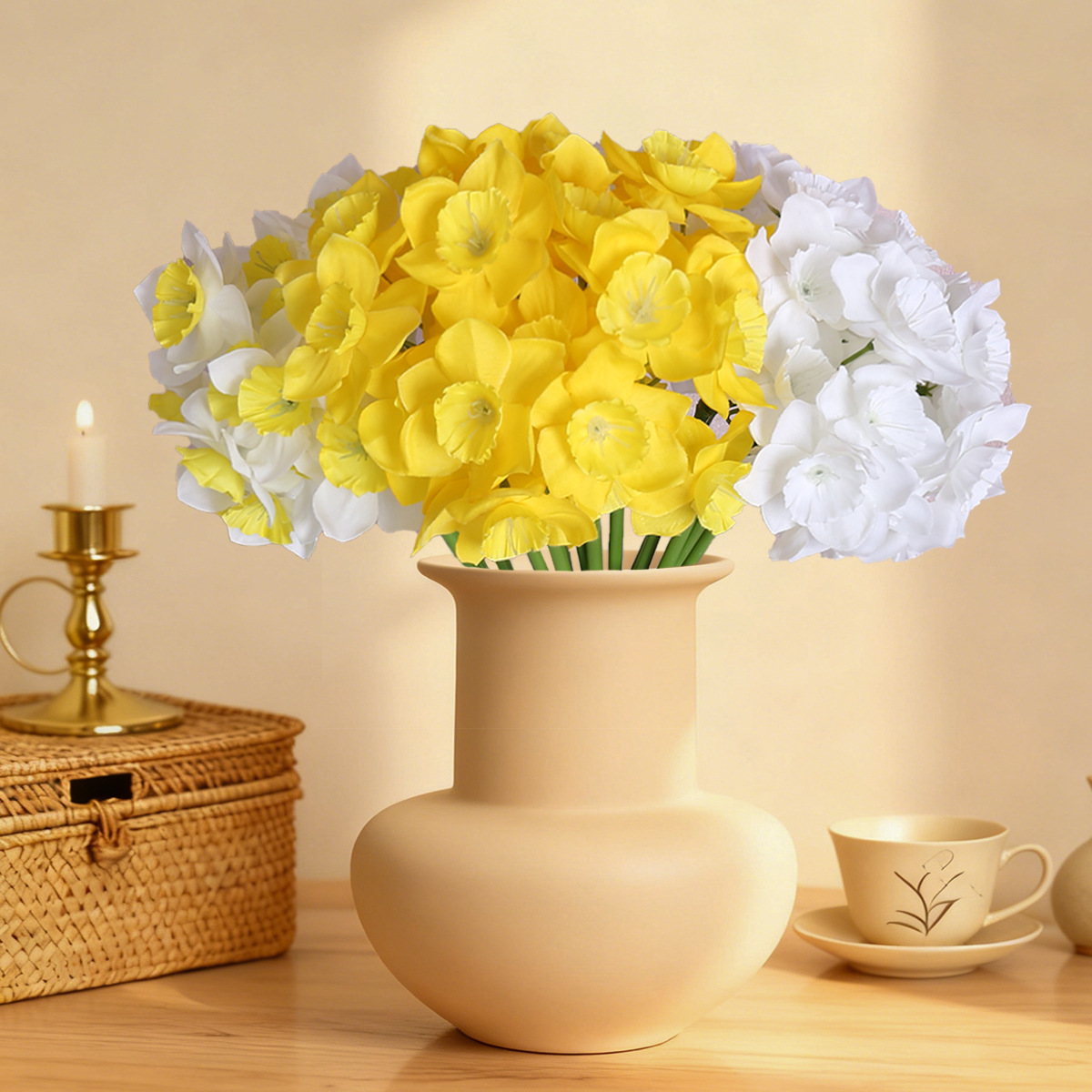 Simulación de flores de narcisos extranjeros mano de tela de seda narcisos estilo pastoral comercio exterior AliExpress Taobao narcisos