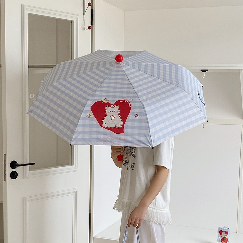 红靴子可爱卡通雨伞防晒防紫外线晴雨两用太阳伞便携折叠黑胶伞|undefined