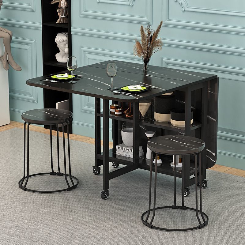 折叠餐桌家用小户型桌子多功能可移动伸缩带储物简易吃饭桌厨房用